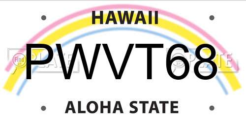 PWVT68 Hawaii License Plate