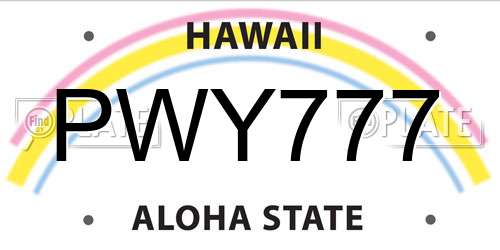 PWY777 Hawaii License Plate