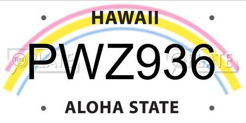 PWZ936 Hawaii License Plate