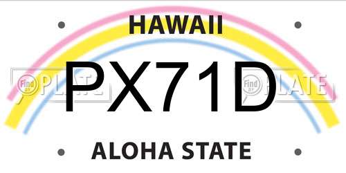 PX71D Hawaii License Plate