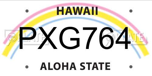 PXG764 Hawaii License Plate