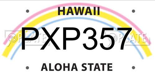 PXP357 Hawaii License Plate