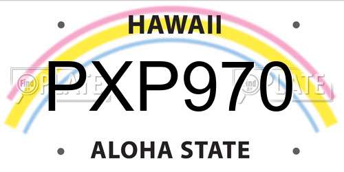 PXP970 Hawaii License Plate