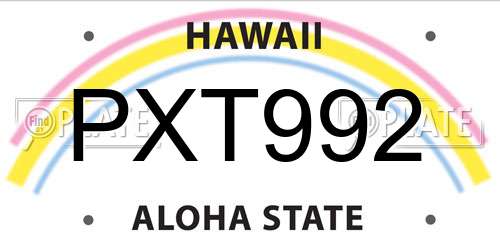PXT992 Hawaii License Plate