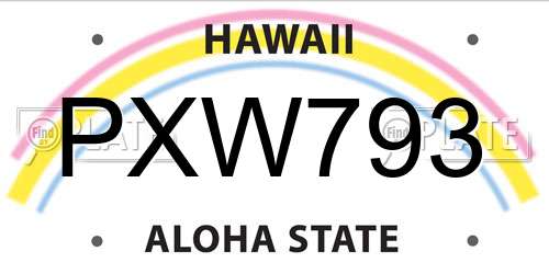 PXW793 Hawaii License Plate
