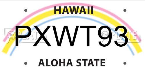 PXWT93 Hawaii License Plate