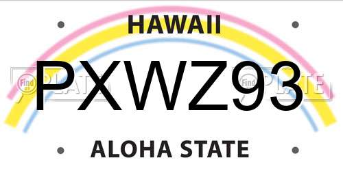 PXWZ93 Hawaii License Plate