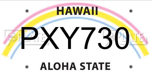 PXY730 Hawaii License Plate