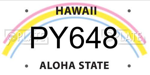 PY648 Hawaii License Plate