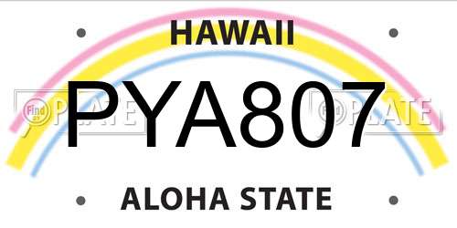 PYA807 Hawaii License Plate