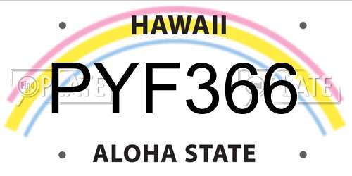 PYF366 Hawaii License Plate