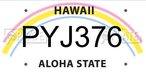 PYJ376 Hawaii License Plate