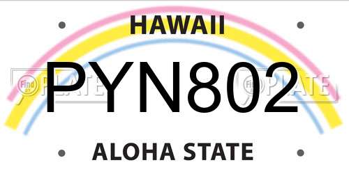 PYN802 Hawaii License Plate