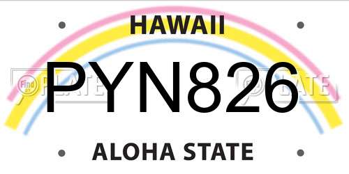 PYN826 Hawaii License Plate