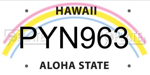 PYN963 Hawaii License Plate