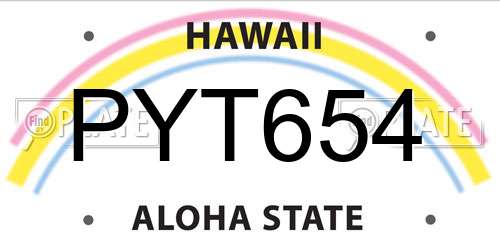 PYT654 Hawaii License Plate
