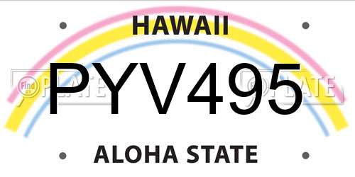 PYV495 Hawaii License Plate