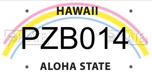 PZB014 Hawaii License Plate