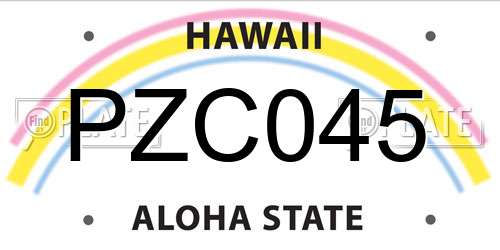 PZC045 Hawaii License Plate
