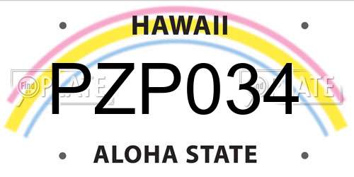 PZP034 Hawaii License Plate