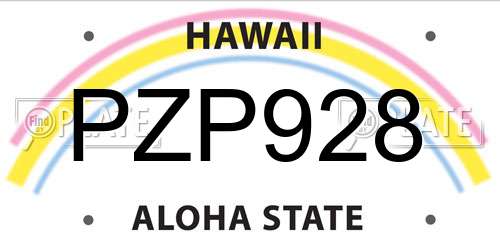 PZP928 Hawaii License Plate
