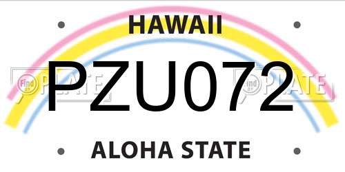 PZU072 Hawaii License Plate