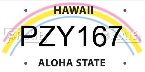 PZY167 Hawaii License Plate