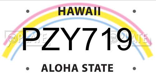 PZY719 Hawaii License Plate
