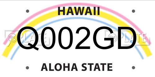 Q002GD Hawaii License Plate