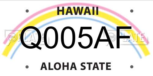 Q005AF Hawaii License Plate