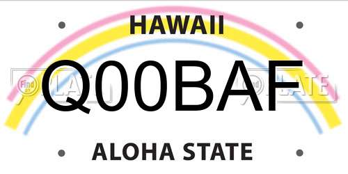 Q00BAF Hawaii License Plate