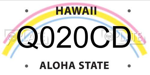 Q020CD Hawaii License Plate