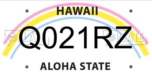 Q021RZ Hawaii License Plate