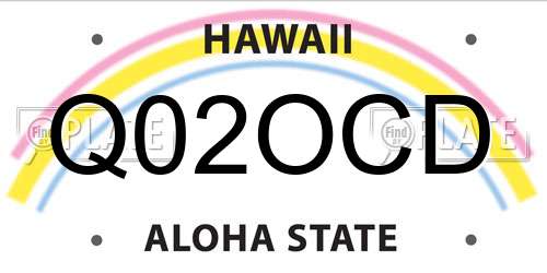 Q02OCD Hawaii License Plate