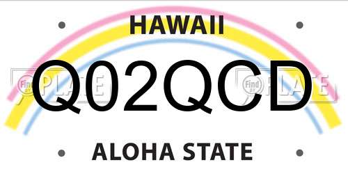 Q02QCD Hawaii License Plate