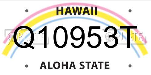 Q10953T Hawaii License Plate