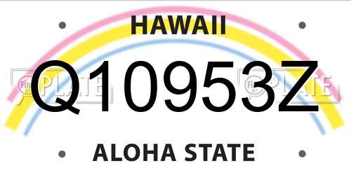 Q10953Z Hawaii License Plate