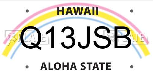 Q13JSB Hawaii License Plate