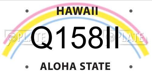 Q158II Hawaii License Plate