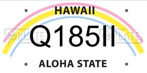 Q185II Hawaii License Plate