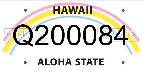 Q200084 Hawaii License Plate
