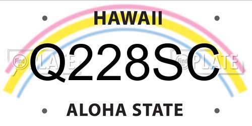 Q228SC Hawaii License Plate