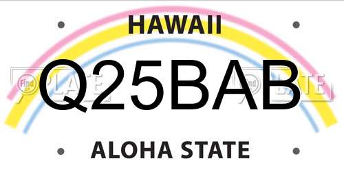 Q25BAB Hawaii License Plate