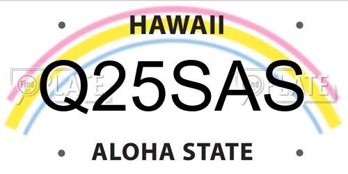 Q25SAS Hawaii License Plate