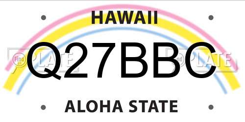 Q27BBC Hawaii License Plate