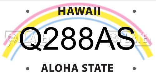 Q288AS Hawaii License Plate