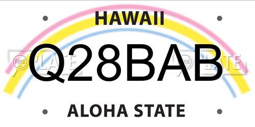 Q28BAB Hawaii License Plate