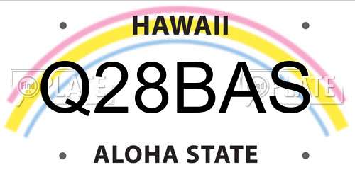 Q28BAS Hawaii License Plate