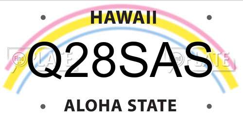 Q28SAS Hawaii License Plate