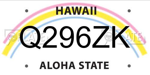 Q296ZK Hawaii License Plate
